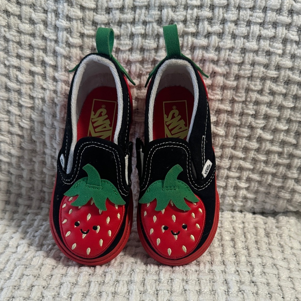 Vans Kids Red and Black Strawberry Sneakers